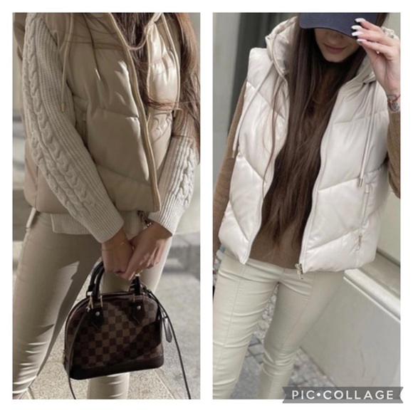Zara Hooded faux leather vest - Picture 2 of 9